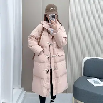 Őszi Téli Új Stílus Puffer Kabátok Női Hosszú Kacsa Kabát Nő Koreai Laza Kapucnis Buborék Kabátok Női 2023 S80